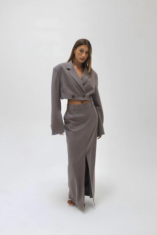 MARIE MAXI SUIT SKIRT | TAUPE