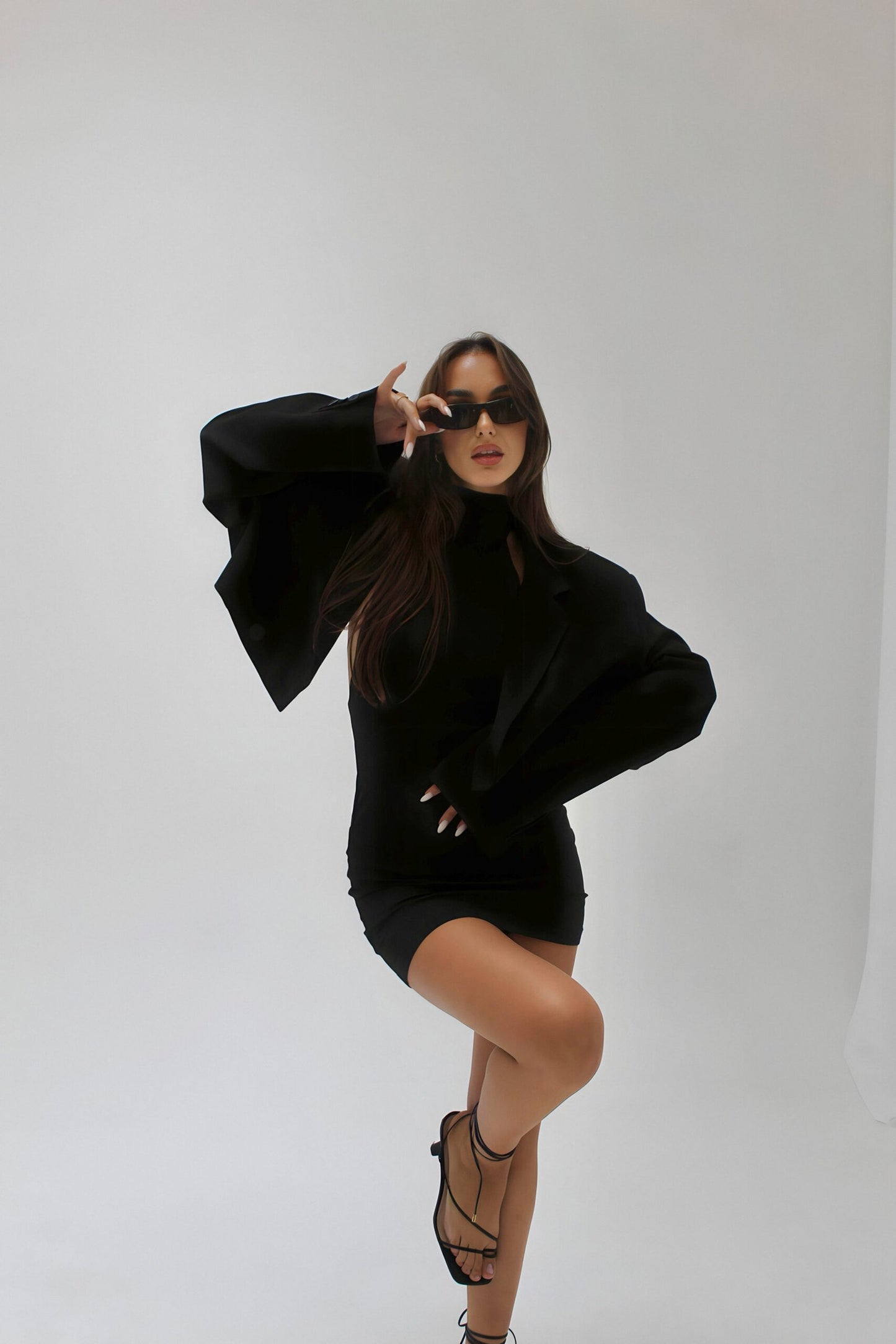 AELIA OVERSIZED CROPPED BLAZER | BLACK