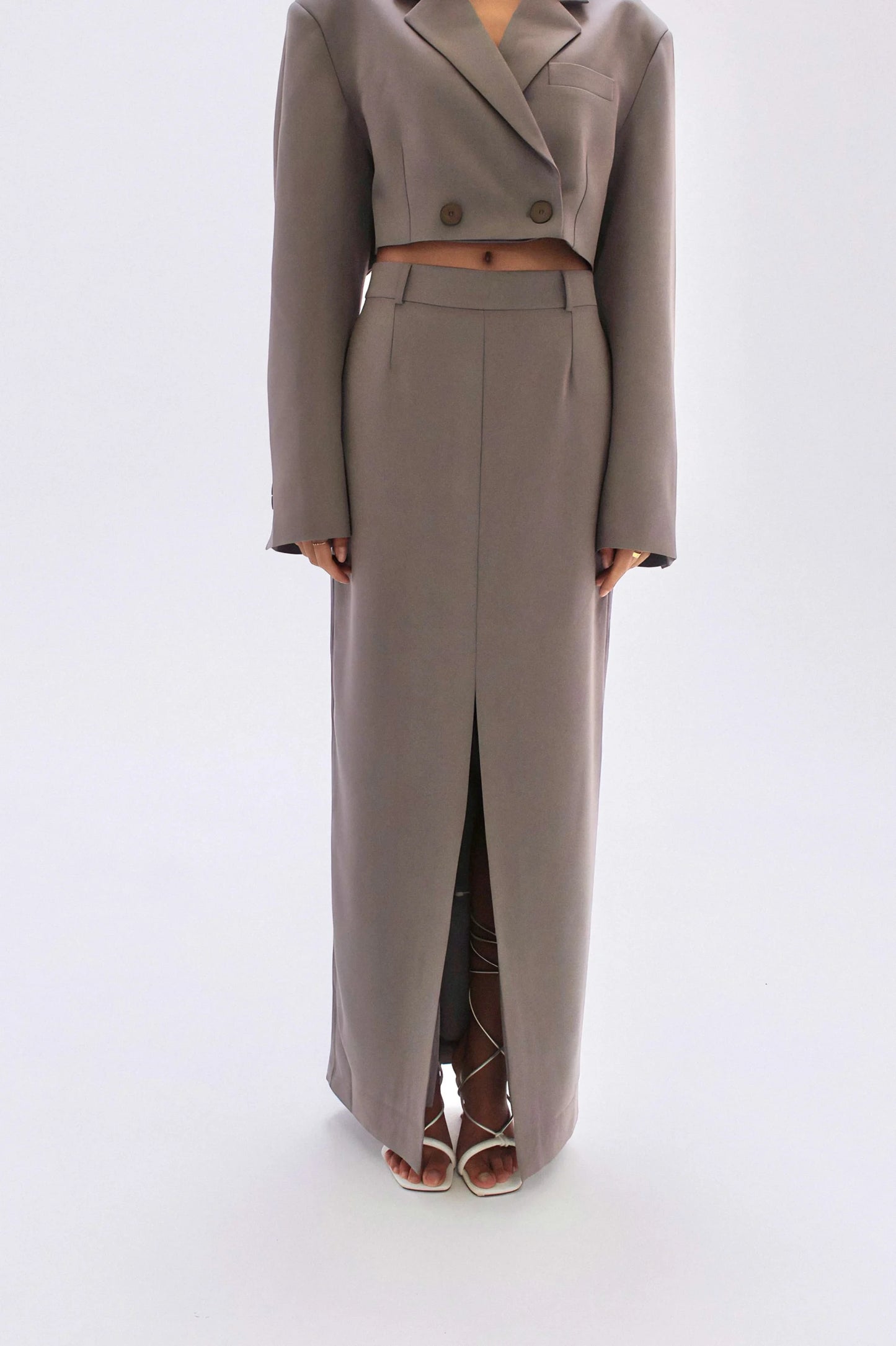 MARIE MAXI SUIT SKIRT | TAUPE