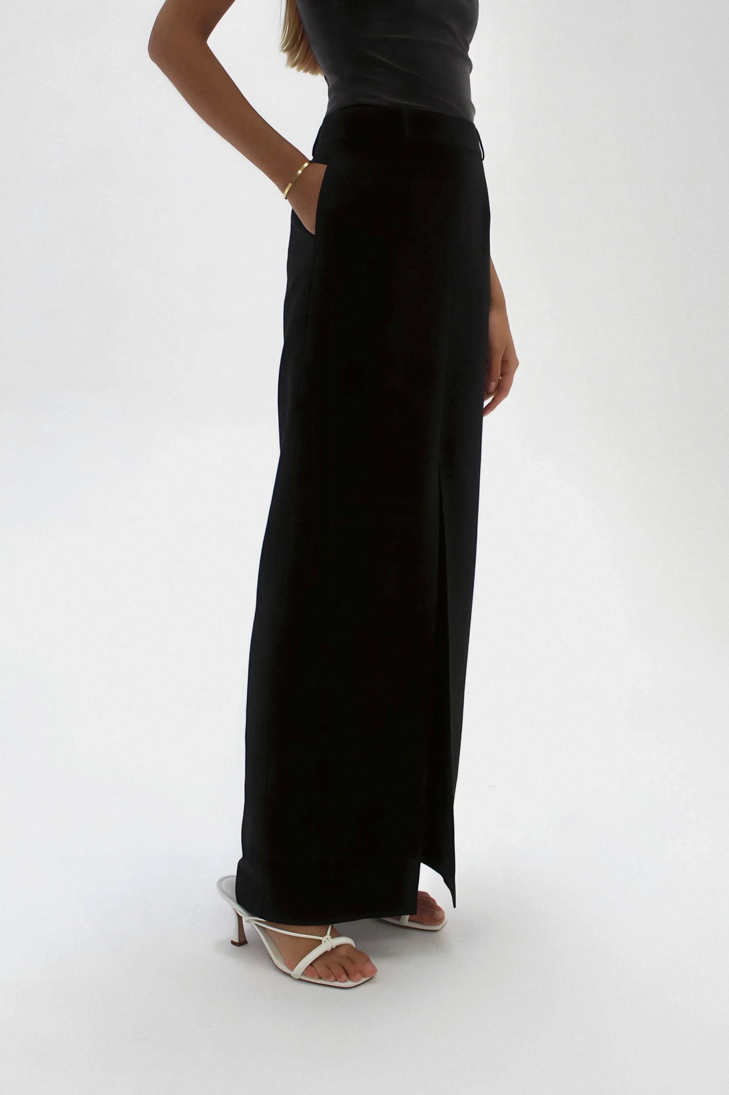 MARIE MAXI SUIT SKIRT | BLACK